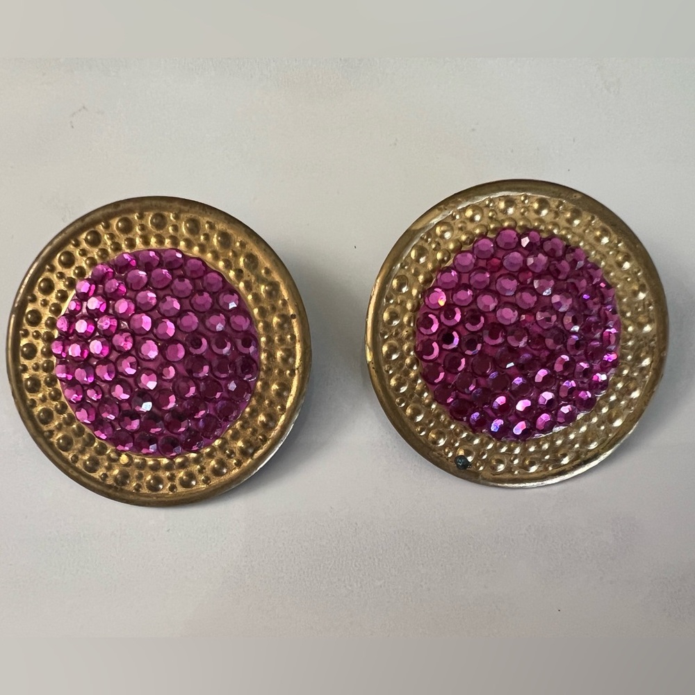 Richard Kerr pink vintage large clip on earrings